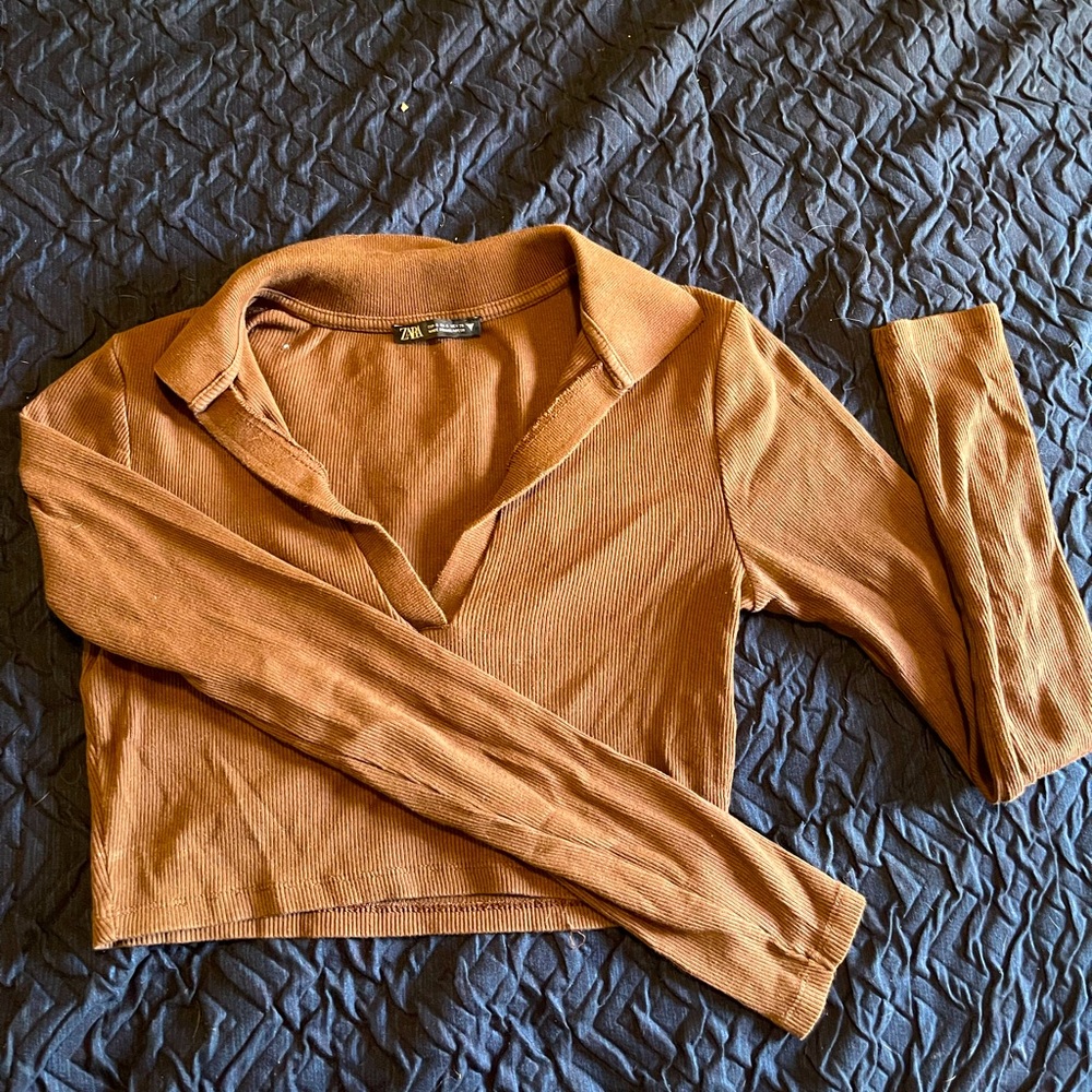 Zara long sleeve crop top